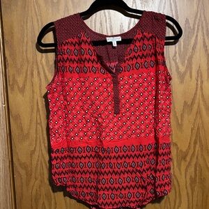 Grand & Greene Red Geometric Sleeveless Blouse